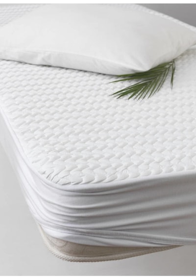 Kapitoneli Fitted Lastikli Sıvı Geçirmez Alez -160x200cm Beyaz