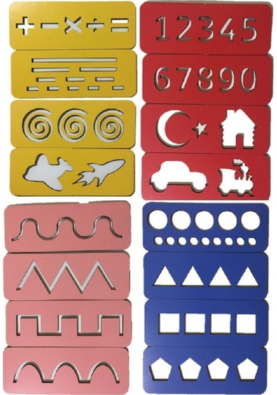 Eğitici Ahşap Çizgi Çalışmaları Montessori El Kası Geliştirme