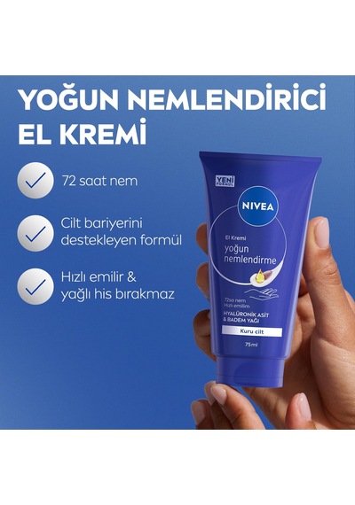 Nıvea Yoğun Nemlendirici El Kremi 72 Ml, Hızlı Emilir, Hyaluronik Diğer
