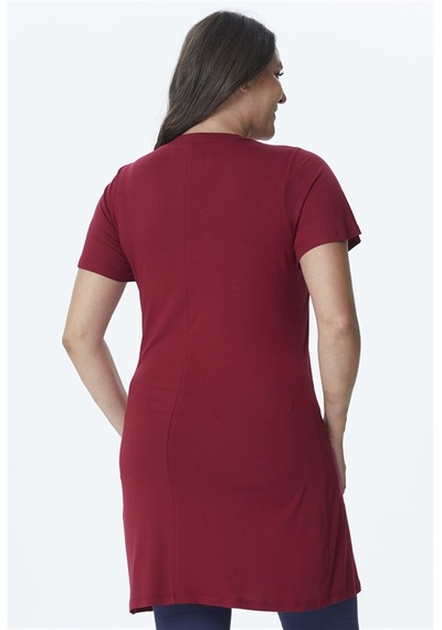 Myline Boyun Detaylı Penye Tunik-bordo Bordo
