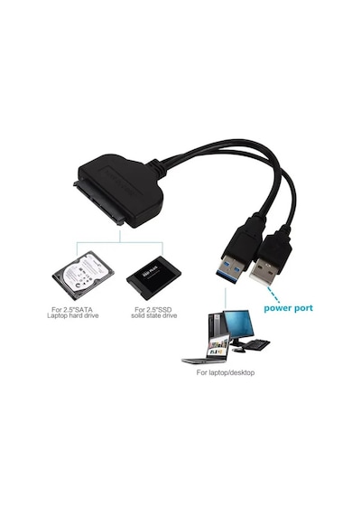 2.5" Usb 3.0 To Sata Hdd Ssd Dönüştürücü Adaptör Kablosu + Koruma Kutusu