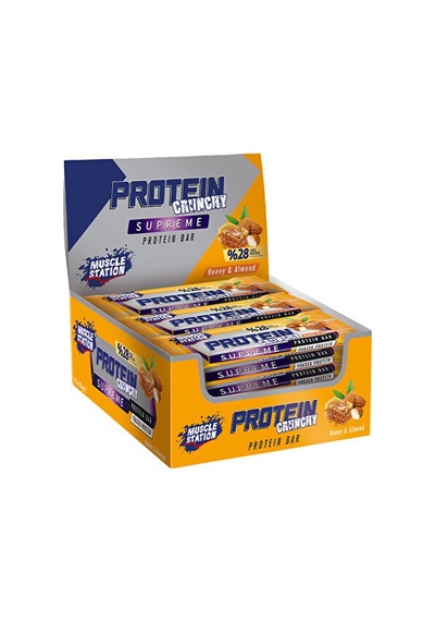 Muscle Station Supreme Crunchy Protein Bar 35 Gr 12 Adet - Bal Badem