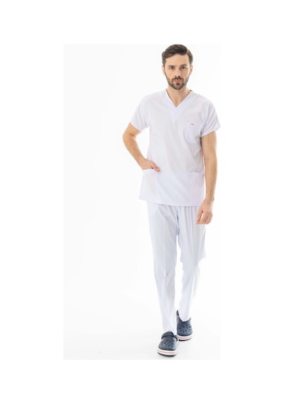 Likra Yarasa Kol Doktor Hemşire Forması Beyaz Lyrs1014 Beyaz