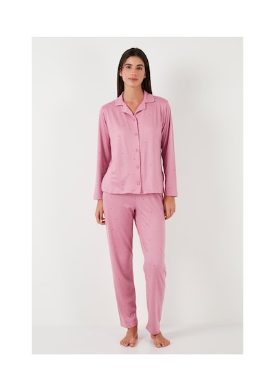 Lela Regular Fit Gömlek Yaka Uzun Kollu Bayan Pijama Takımı 65750701 Pudra Lela Regular Fit Gömlek Yaka Uzun Kollu Bayan Pijama Takımı 65750701 Pudra