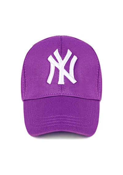 Unisex Mor Renk Beyaz Logo Beyzbol Ny New York Şapka - Unisex Mor