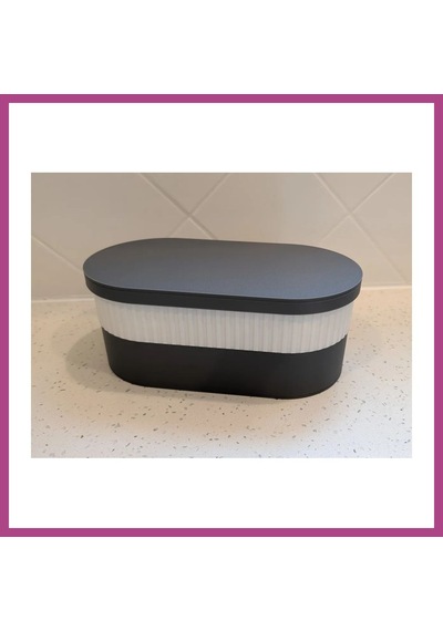 Gees Global 3d Baskı İki Rulo Tuvalet Kağıdı Saklama Kutusu Kapaklı Çizgili Banyo Organizeri Minimalist - Siyah Kapak Gbzs