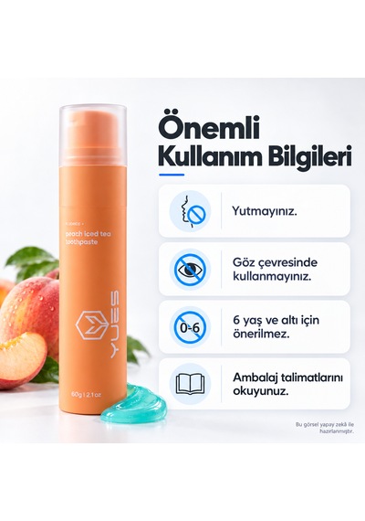 Yues Şeftalili Soğuk Çay Aromalı Florürlü Pompalı Diş Macunu 60 G Beyazlatma