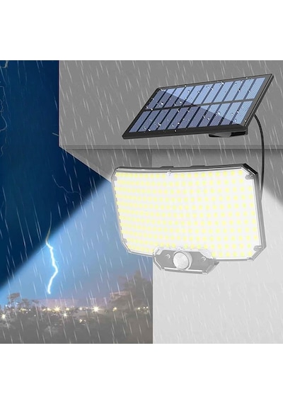 Techtic Güneş Enerjili Solar Lamba 234led Hareket Sensörlü Kumandalı Su Geçirmez Duvar Lambası Siyah