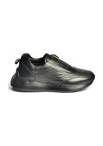 Fox Shoes Z555091903 Siyah Hakiki Deri Kalın Tabanlı Spor Ayakkabı Sneakers