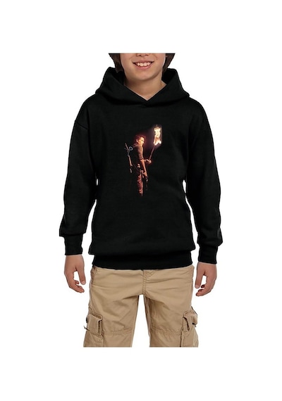 Zepplin Giyim Uncharted 4 Nathan Drake Torch Siyah Çocuk Kapşonlu Sweatshirt