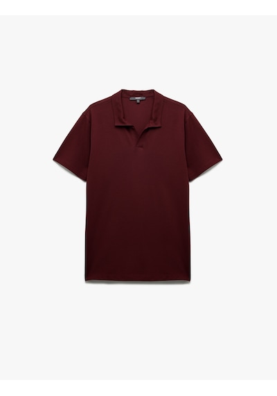 Koton Regular Fit Kısa Kollu Pike Kumaş Pamuklu Polo Yaka Tişört Bordo 6wam10027mk Bordo