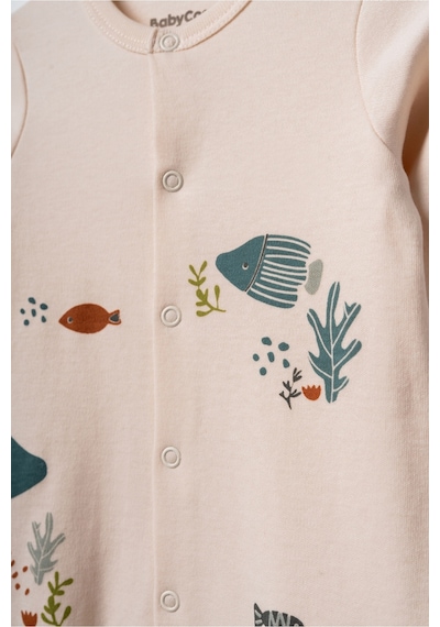 Babycosy Organic Wear %100 Organik Pamuk,2 Li Bebek Patikli Tulum,uzun Kollu,çıtçıtlı Set,bebek Ve Yenidoğan Serisi,unisex Krem