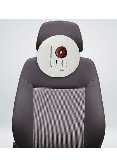Bk Gift Kişiye Özel I'don't Care Tasarımlı Yuvarlak Araç Koltuk Yastığı-1