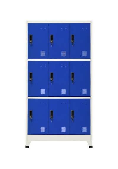 Tr Çelik Kilitli Dolap, 9 Kapılı, Gri Ve Mavi, 90 X 45 X 180 Cm, Okullar, Ofisler, Oturma Odaları Ve Koridorlar İçi Genel