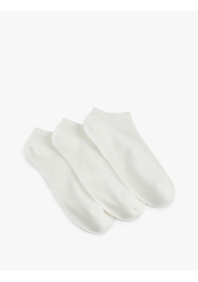Koton 3'lü Basic Pamuklu Patik Çorap Seti Beyaz 6sak80658aa