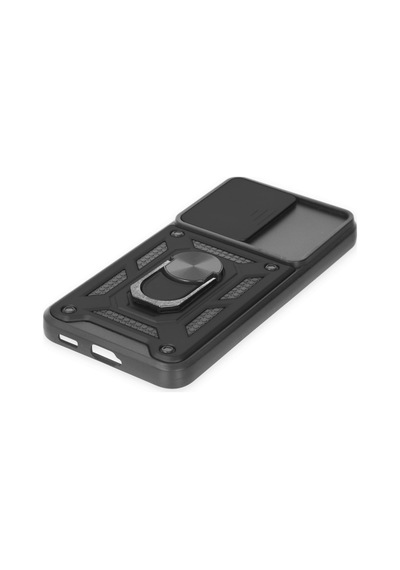 Samsung Galaxy  Uyumlu,  S23 Kılıf Pars Lens Yüzüklü Silikon - Siyah
