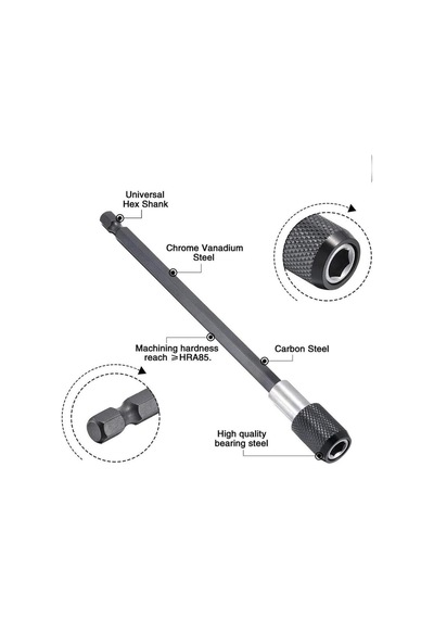 6-10-15 Cm 3'lü Manyetik Uzatma Bits Adaptör Seti Ulaşılmaz Alanlar Ve Hassas Vidalama, 7430000722644