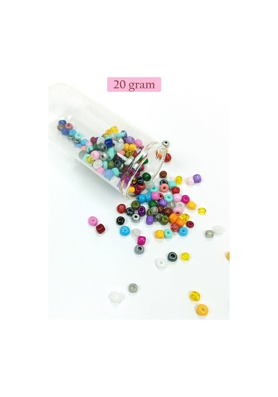 Dökme Cam Kum Boncuk Büyük Boy 6/0 4 Mm - 20 Gram - Karışık Renkli - Bnc096