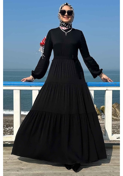 Rabia Şamlı Asil Siyah Elbise Siyah