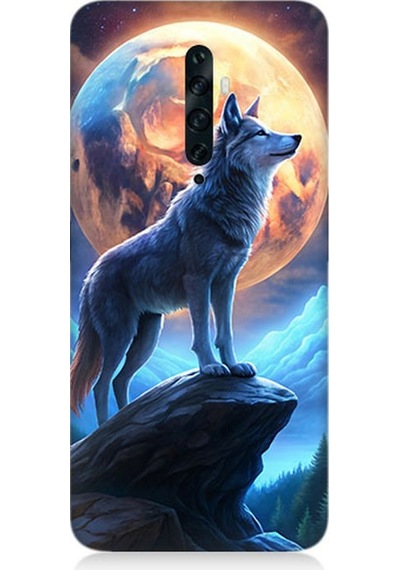 Oppo Reno 2z Uyumlu Geceye Uluyan Yalnızlık Desenli Silikon Kılıf Çok Renkli
