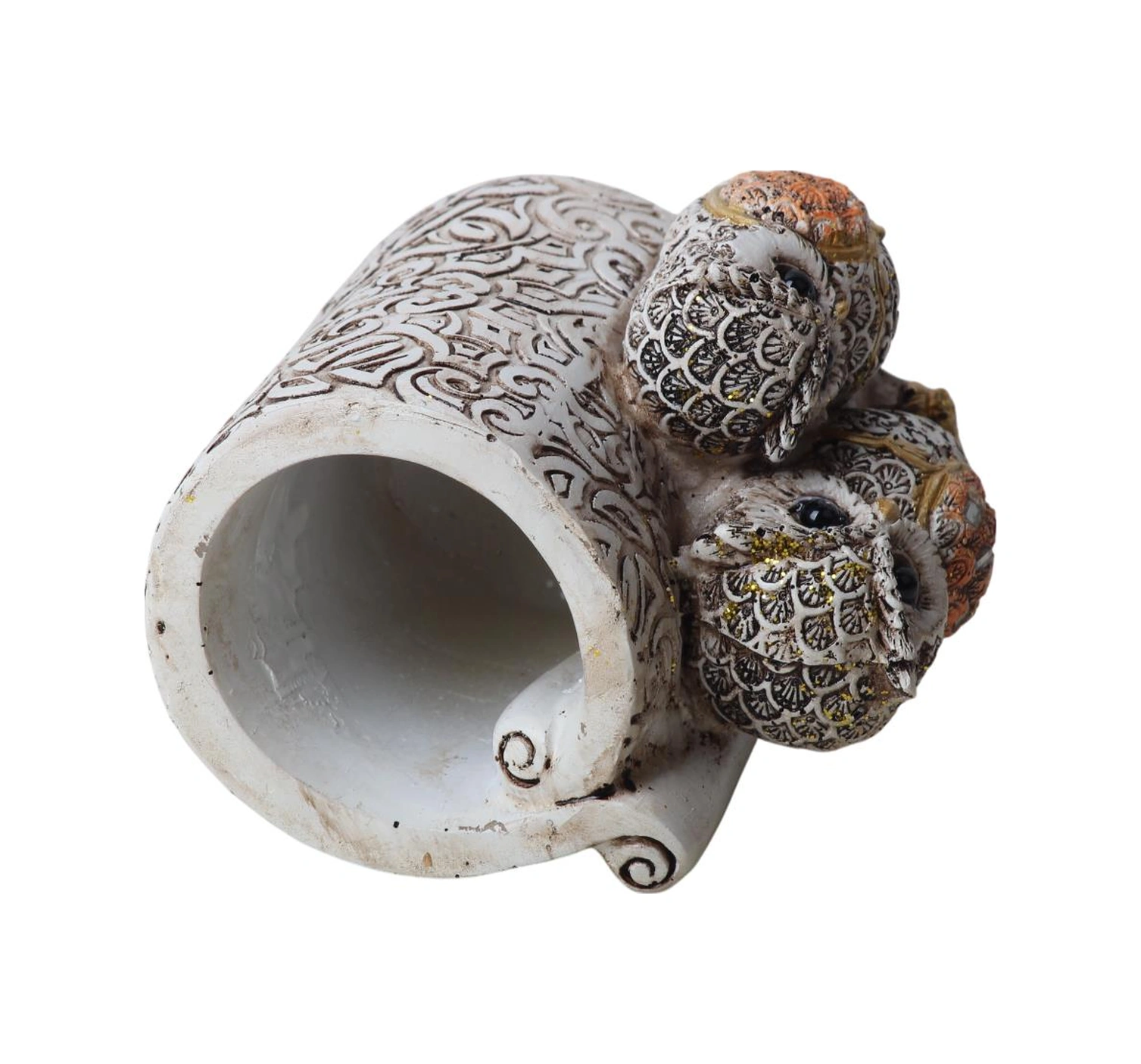 Lüks İşlemeli Aynalı Baykuş Kalemlik Biblo Dekoratif Heykel Ev Ofis Yeni Yıl Hediyelik 9 X7 Cm 9 - 11 Cm