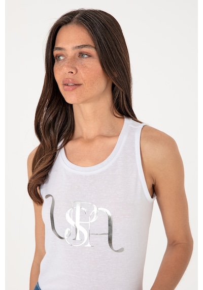 U.S. Polo Assn. Kadın Beyaz Kolsuz Bisiklet Yaka Tişört 50305609-VR013