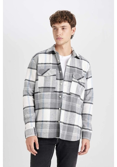 DeFacto Regular Fit Normal Kesim Kareli Oduncu Flanel Uzun Kollu Gömlek D6027AX24AUGR367 Gri DeFacto Regular Fit Normal Kesim Kareli Oduncu Flanel Uzun Kollu Gömlek D6027AX24AUGR367 Gri