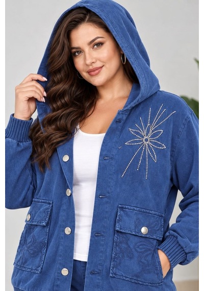 Cedy Denim Cedy -özel Tasarım Kadın Taş Ve Nakış İşleme Detaylı Düğmeli Kapüşonlu Sweat Hırka C7150 Mavi Cedy Denim Cedy -özel Tasarım Kadın Taş Ve Nakış İşleme Detaylı Düğmeli Kapüşonlu Sweat Hırka C7150 Mavi