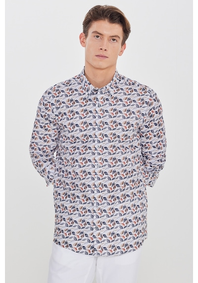 AC&Co / Altınyıldız Classics Erkek Bej Lacı %100 Pamuk Slim Fit Dar Kesim Düğmeli Yaka Baskılı Gömlek Çok Renkli AC&Co / Altınyıldız Classics Erkek Bej Lacı %100 Pamuk Slim Fit Dar Kesim Düğmeli Yaka Baskılı Gömlek Çok Renkli