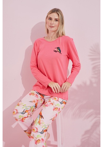 Siyah İnci Pamuklu Örme Pijama Takım 24240168 Narçiçeği
