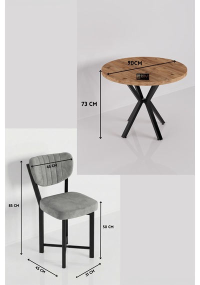 Mutfak Masası 4 Sandalyeli Set 90 Çap Atlantik Yuvarlak Cafe Balkon Ofis Masa Yemek Takımı Elma Gri Mutfak Masası 4 Sandalyeli Set 90 Çap Atlantik Yuvarlak Cafe Balkon Ofis Masa Yemek Takımı Elma Gri