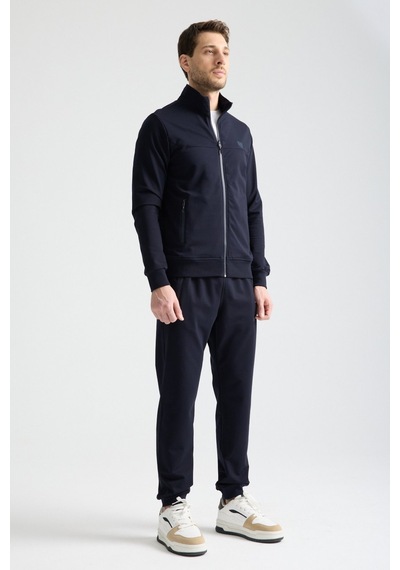 Shooter Sportswear Shooter Erkek Luxe Eşofman Takımı Rahat Kalıp Manşetli Minimal Logo Lacivert
