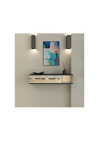 Skyn 90 Cm Kapaklı Raflı Duvara Monte Dresuar Makyaj Masası Antrasit-gümüş Antrasit - Gümüş Skyn 90 Cm Kapaklı Raflı Duvara Monte Dresuar Makyaj Masası Antrasit-gümüş Antrasit - Gümüş