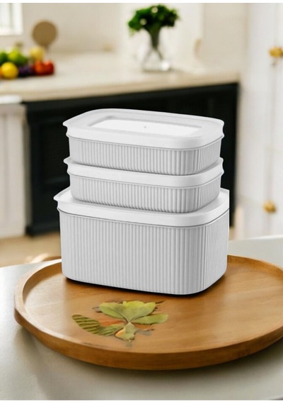 3'lü Saklama Kabı 1 Adet 14x19x9 Cm 2 Adet 0.6 Lt 12x17,5x4 Cm 1.9 Lt Mutfak Düzenleyici