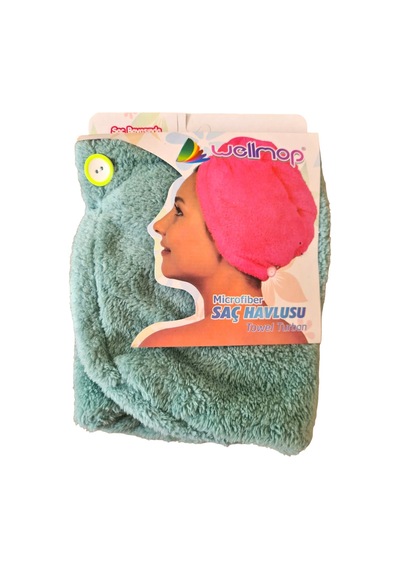 Wellmop Banyo Saç Havlusu Yeşil Su Yeşili