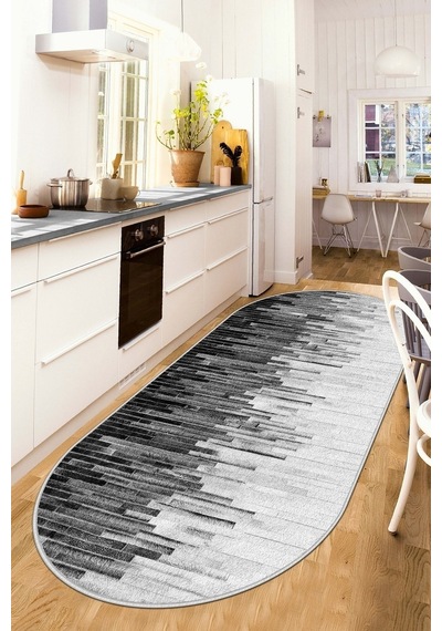 West Home Dijital Baskı Yıkanabilir Kaymaz Taban Leke Tutmaz Oval Gri Mutfak Halısı Salon Halısı Ve Yolluk Wh 248 Grey Oval