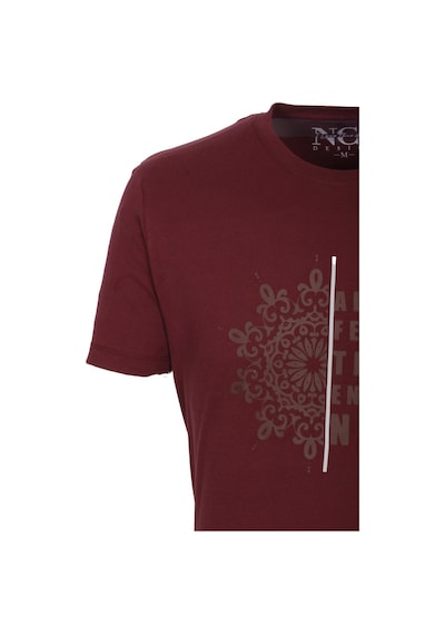 Erkek Tişört Bisiklet Yaka Bordo Slim Fit Desenli T-shirt Ncs Jeans 1203-bordo Bordo