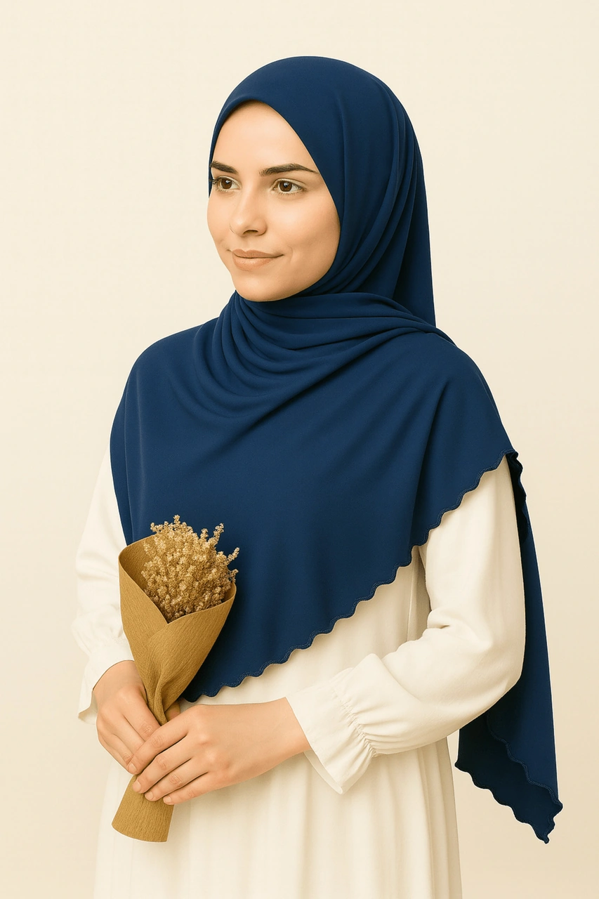 Mim Eşarp Enba Premium Jersey Sandy Şal - 75x190 Cm Lacivert