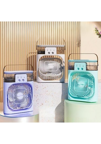 Masaüstü Taşınabilir Sulu Hava Soğutucu Fan - 600ml Su Depolu Mini Hava Klima, 3 Kademeli Hız, Renkli Led Gece Lambası, 60 Ayarlanabilir Açı, Usb İle Çalışan Sessiz Vantilatör & Nemlendirici