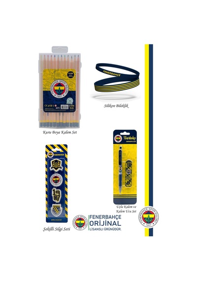 Fenerbahçe Orijinal Lisanslı Kalem Bileklik Kuru Boya Silgi Hediyelik Set Lacivert 003 Lacivert