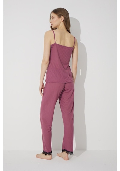 Siyah İnci Soft Touch Ince Örme Pijama Takım 7628 Vişne Çürüğü