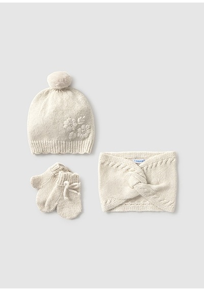 Mayoral Krem Bebek Bere Atkı Eldiven Takım 10019 Krem