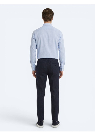 Kip Lacivert Dokuma Relaxed Fit Casual Pamuk Karışımlı Pantolon