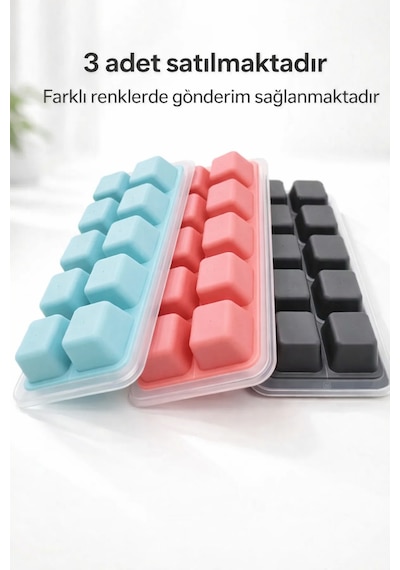 3 Adet Yapışmaz Silikon Bas Çıkar Buzluk Çok Renkli