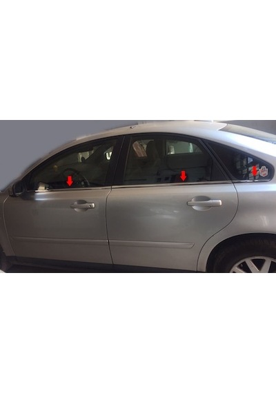 Volvo S40 Krom Cam Çıtası 6 Parça 2005 - 2012 Paslanmaz Çelik