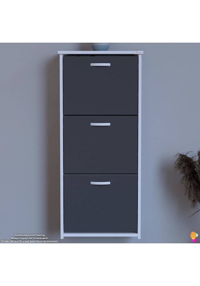 Modilayn West Asma Antre 52x116x26 Cm Lik 3 Düşer Kapak 6 Göz Bölmeli Ayakkabılık Antrasit Modilayn West Asma Antre 52x116x26 Cm Lik 3 Düşer Kapak 6 Göz Bölmeli Ayakkabılık Antrasit