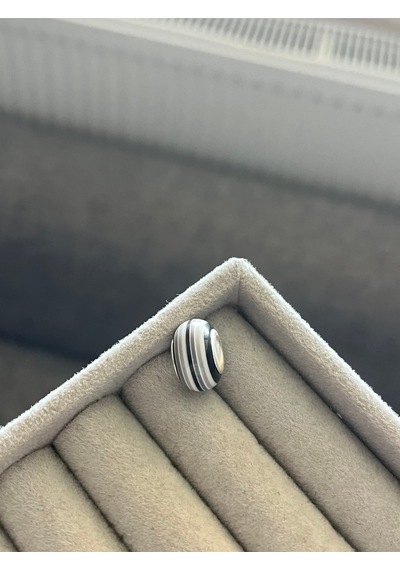 Çizgili Siyah Beyaz Murano Charm Gümüş