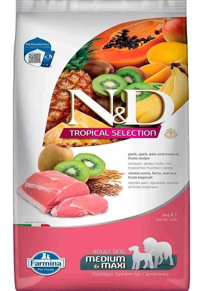 N&D Tropical Meyveli Domuz Etli Orta ve Büyük Irk Yetişkin Köpek Maması 10 KG