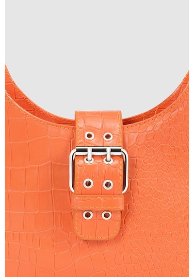 Housebags Kadın Orange Tokalı Timsah Desenli Baguette Çanta Turuncu