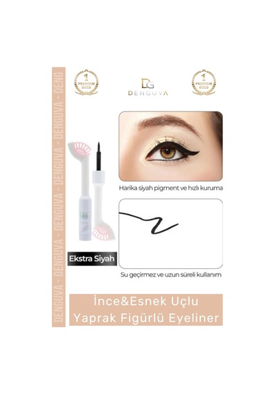 Eyeliner Yoğun Siyah Pigment Gün Boyu Etkili Kalıcı İnce Esnek Uçlu Yaprak Figürlü Eyeliner Diğer
